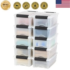 6 Qt Stackable Plastic Storage Bins with Lids, 10 Pack - BPA-Free, - Discree...