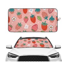 Cute Pink Berries Strawberry Girly Fresh Windshield Sunshade for Car SUV Truc...