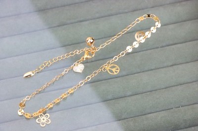 with Floral & Charm Accents, XPAL1066 Delicate Rose Gold Anklet