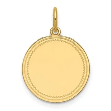 14k Yellow Gold Plain .018 Gauge Engravable Round Disc Charm Pendant Mother Gift