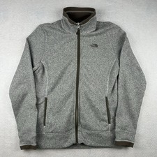 The North Face Womens Medium Sweater Fleece Zip Up Jacket Gray Oatmeal