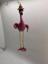 Flamingo Ornament with Straw Hat  Sunglasses Tropical Beach Christmas Decor