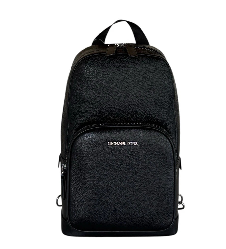 MICHAEL KORS COOPER COMMUTER SLING PACK LEATHER BACKPACK BLACK
