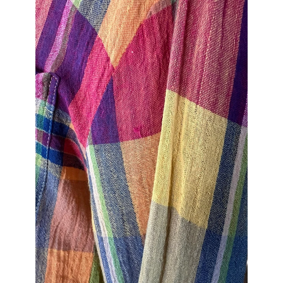 Camisa de mujer Reflections by Spiegel vintage de algodón a cuadros con botones talla grande Foto 4 de 4