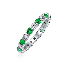 UPC 640626630818 product image for Alternating Birthstone Colors CZ Eternity Band Ring .925 Sterling Silver | upcitemdb.com