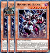 Yugioh! 3x Hecahands Godos PHRE-EN003 Rare 1st Ed NM