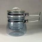 Vintage PYREX Flameware Glass Double Boiler Lid Blue Tint 7792 6762