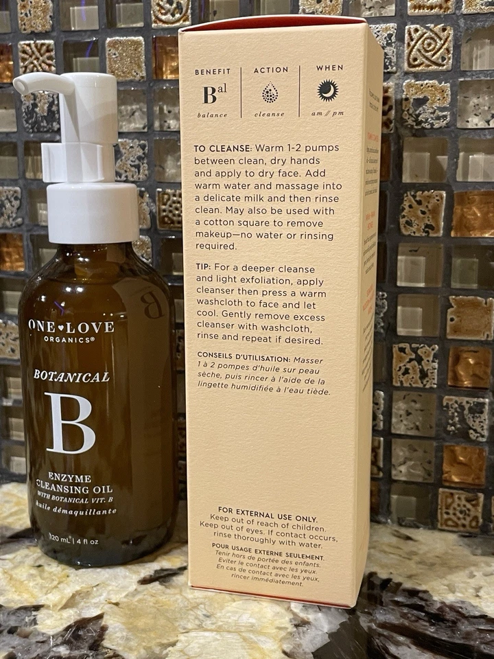 Aceite Limpiador Enzima B Botánica One Love Oranics + Desmaquillante, 4 oz / 120 ml Foto 3 de 4