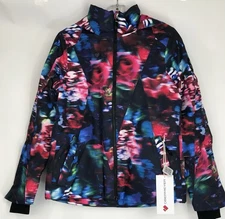 Obermeyer Ski Jacket Girls Size Large 14-16 Teen Floral Hooded Snowboarding