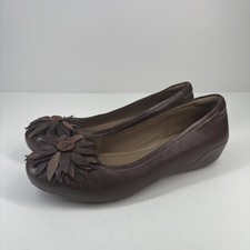 ECCO Women  s US 6.5/37 Dark Brown Leather Sunflower Slip-On Ballet Flats Casual