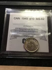 1949   Coin Mart Graded Canadian,  ¢10  Cent, **MS-62**