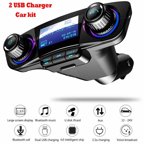 Car Bluetooth Transmitter FM MP3 Player Hands-free Radio Adapter Kit USB Charger - Picture 2 of 11