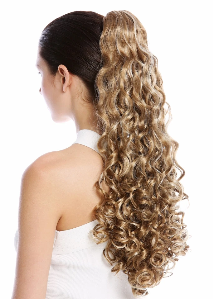 WIG ME UP Haarteil Clip-in Queue de Cheval Long Volumineux Bouclé Mi-Blond 60 cm - Photo 1/3