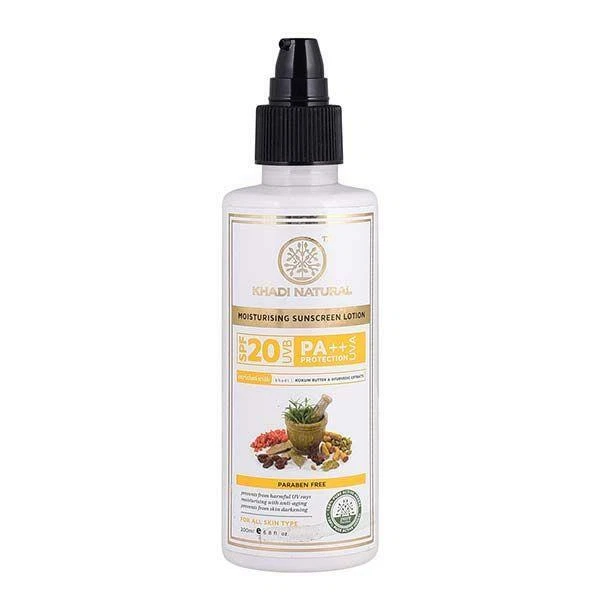 Low Cost Khadi Natural Sunscreen Moisturizing Lotion 200 ml SPF 20 Ayurvedic