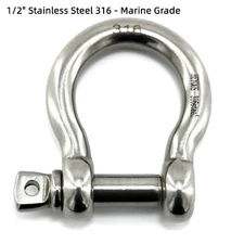 1/2" Clevis Shackle Bow Stainless Steel316 D Ring Shackle 1/2 Anchor Shackle Pin