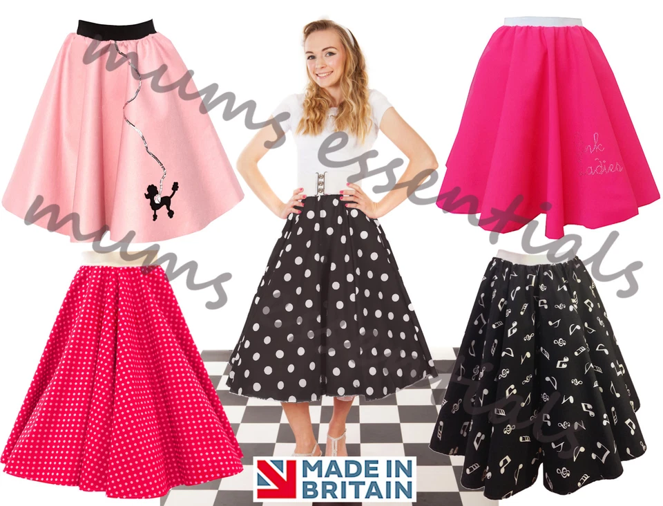 INSPIRED COSTUMES Ladies 50s GREASE VINTAGE Style Polka Dot 24" Length Skirts Fancy Dress