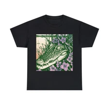 Vintage Style Nature T Shirt Unisex Adult Alligator Floral Animal Art Tee Retro