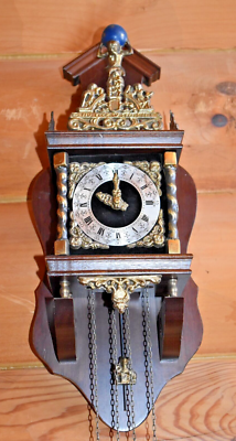 RARE WORKING Vtg Dutch ZAANSE ZAANDAM 1-Day Hanging Wall Clock