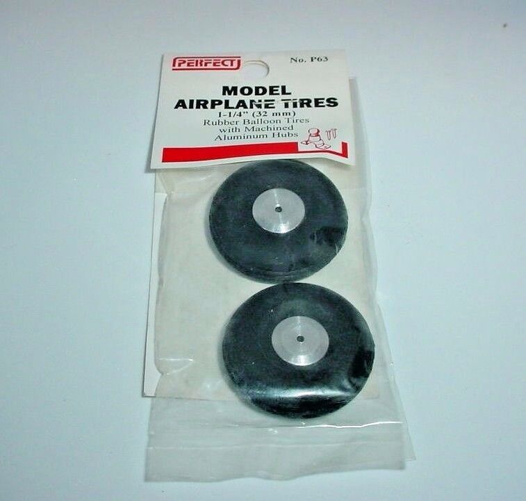 Perfect Parts Model Airplane Rubber Balloon Tires Aluminum Wheels 1-1/4" R/C