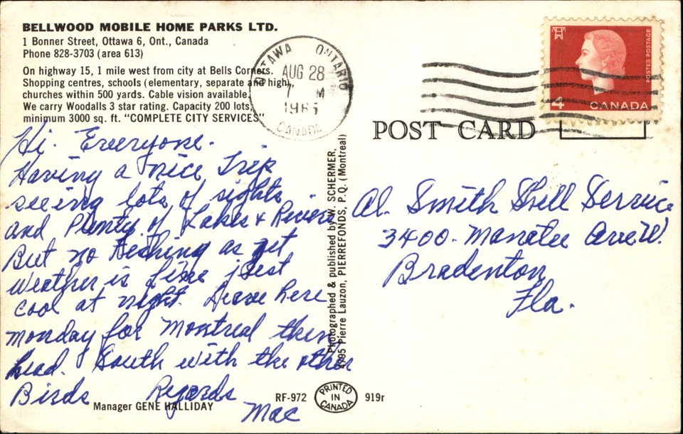 Bellwood Mobile Home Park Ottawa Ontario Canada trailers 1960s VW