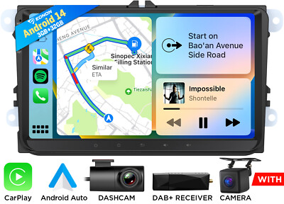 DAB+9'' Autoradio Android 14 CarPlay GPS Navi für VW GOLF 5 6 Touran Caddy Passat