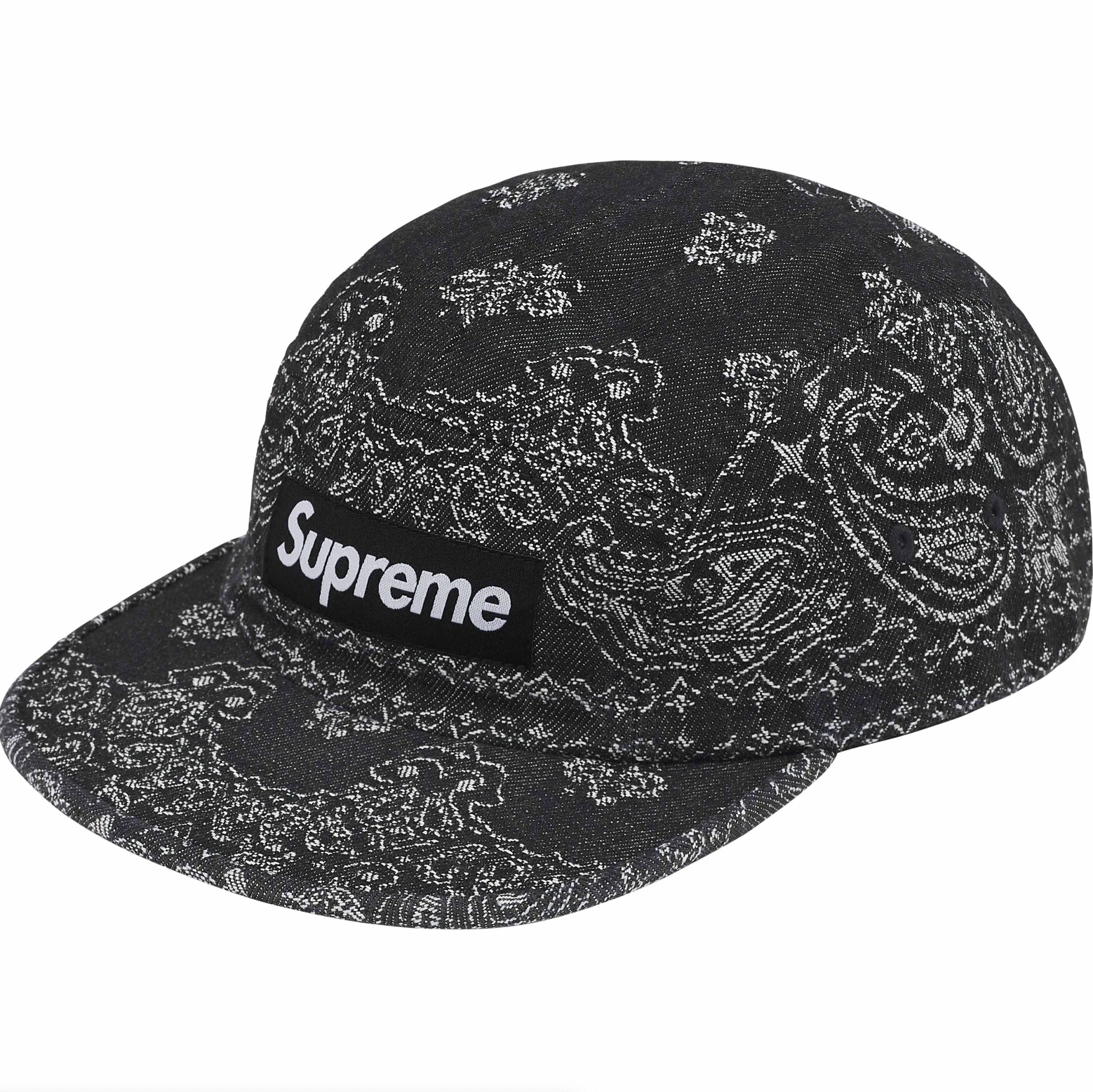 Casquette de camp bandana en denim jacquard Supreme   Noir   NEUVE