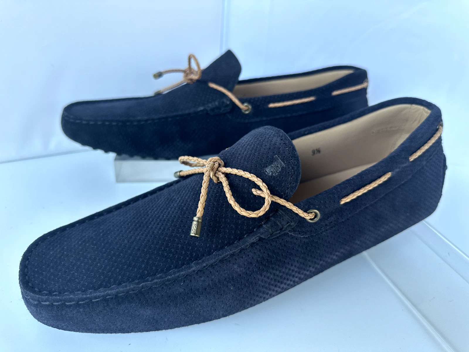 TOD’S Scarpe driver uomo Tod's nuove taglia 9 mocassini laccetto blu scamosciato