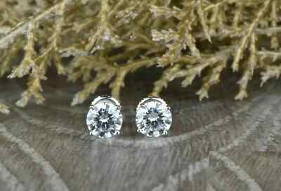 2 ct Lab Created Diamond Screw Back Stud Earrings 14k White Gold Over
