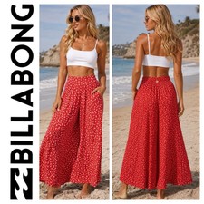 BNWT BILLABONG X STEPH CLAIRE SMITH CHERRY BOMB WIDE LEG PANTS (M) RRP $109.99