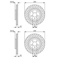 2X Bosch Bremsscheiben Ø284Mm Vorne Passend FÜR Alfa Romeo GTV Spider