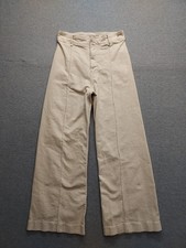 Zara Women Pants 6 Beige Wide Leg High Rise Flat Front Pockets Front Seam Casual
