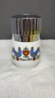 Vintage GEMCO Milk Glass Country Festival Blue Bird & Heart Pepper Mill 4"