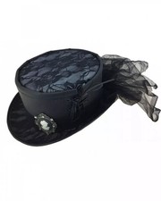 Schwarzer Steampunk Damenhut Victoria mit Schleier