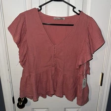 Dex Women's Pink Top Size Large Short Sleeve, NWT