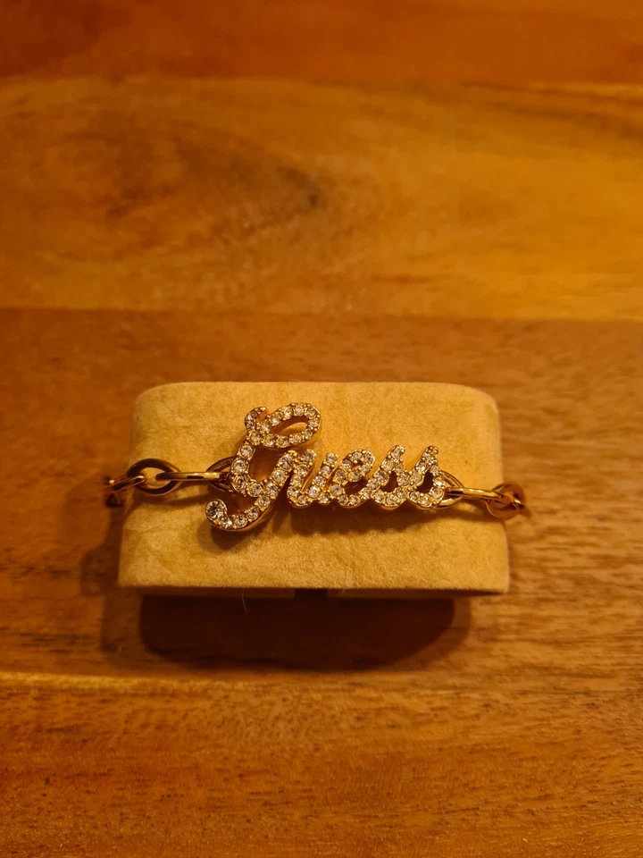 Guess Logo Armband Gold farben mit Strass Steinchen Edelstahl ca 20,6 cm . rar ! - Bild 2 von 4