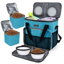 Dog Travel Bag, Pet Travel Bag ALL Pet Travel Supplies , With 2 Pet Food Con...
