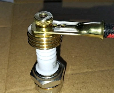 Messing Zündkerzen Kühlflosse, HT Klemmenende & Rändelmutter Oldtimer Motorrad 3 Stück - Bild 1 von 4