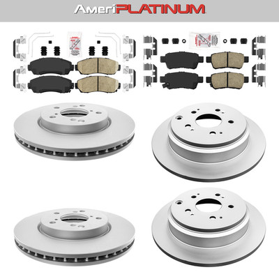 Front + Rear Brake Pads & Coated Rotors Fits 2005-2010 HONDA ODYSSEY