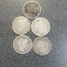 Barber Dimes Lot of 5 Silver 10C Coins 1900 1907 1912 1914 1916 Circulated #473