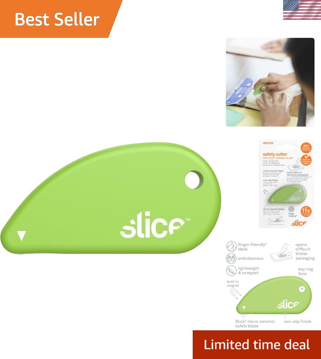 Green Micro Safety Cutter with Ceramic Blade - Ideal for Scrapbooking & Safety
