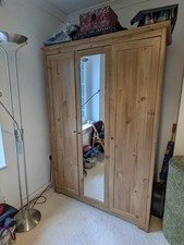 IKEA ASPELUND Wardrobe - 3 Door with Center Mirror - Wood Grain Finish