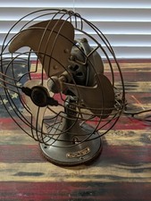 GE Vintage Table Fan Metal 1940 Tilt 3-Blade Antique Art Deco Bronze