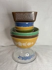 Vintage PYREX Nesting Mixing Nine (9)Bowls Assorted Colors And Styles USA