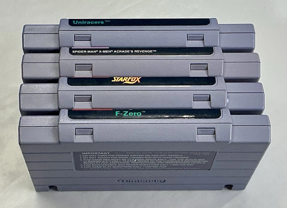Lot OF 4 SNES Games - StarFox / F-Zero / Spider-Man X-Men  / Tested - Authentic - Image 3 of 4