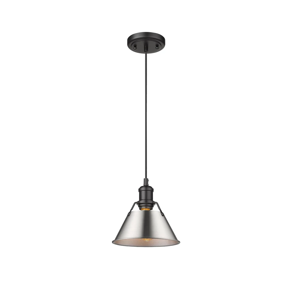 Mini colgante Golden Lighting 3306-S BLK-PW Orwell, negro mate con estaño Sh... Foto 2 de 4