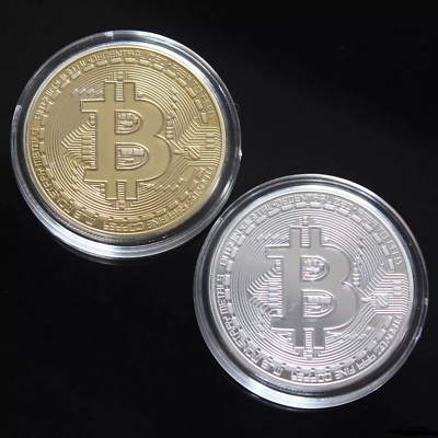 Bitcoin Collector's Coin Set w/Display Case - 2Pcs w/Random Color