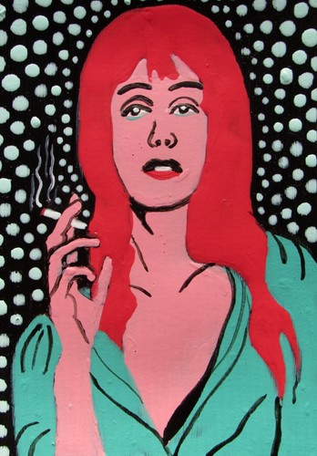 ACEO Original Painting MUSTANG SALLY Contemporary Folk Outsider Art JEFF ZENICK