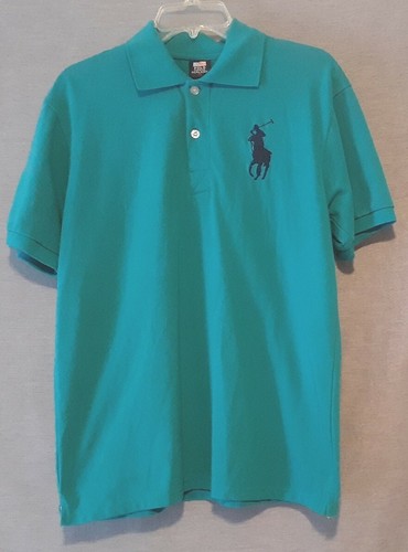 Vintage Ralph Lauren Polo Jeans Hemd Herren XL Big Pony Polo Grün Navy