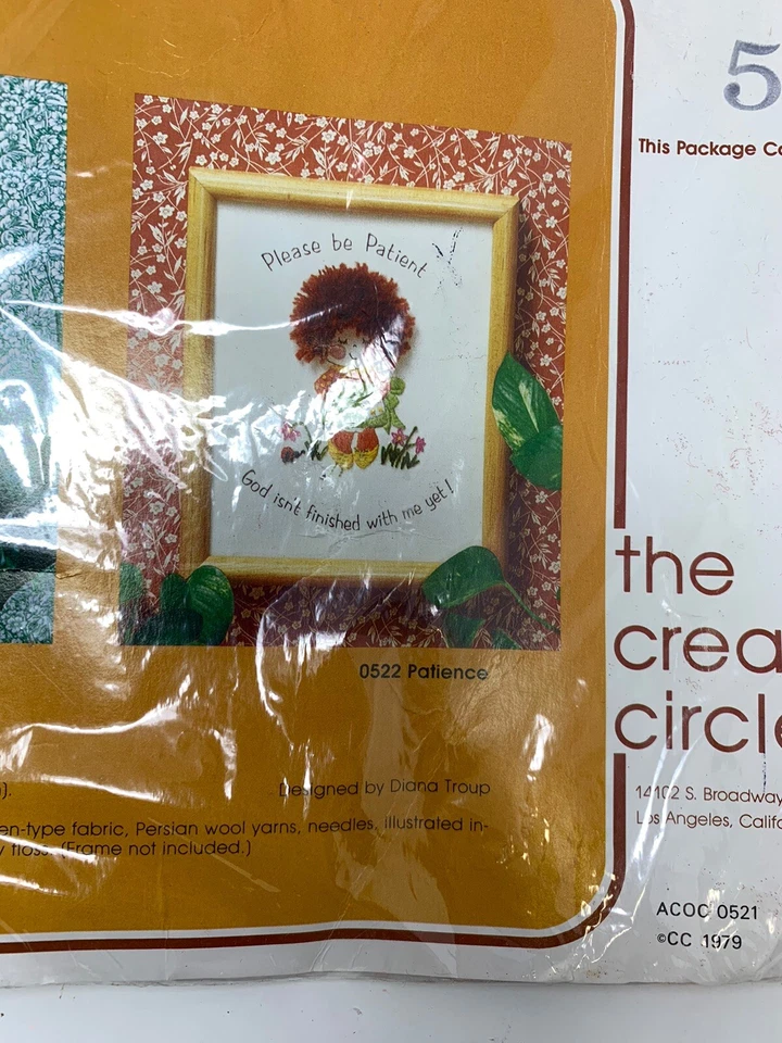 Vintage NOS Crewel Embroidery Kit Creative Circle Number 522 Be Patient..God  - Image 3 of 4