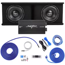 SKAR AUDIO DUAL 10" 2400W SDR COMPLETE BASS PKG LOADED SUB BOX - AMP - WIRE KIT